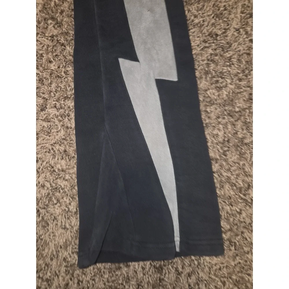 Gunzinii Denim & Co. Black Graphic Sweatpants - Lightning Bolt Y2K Streetwear XS